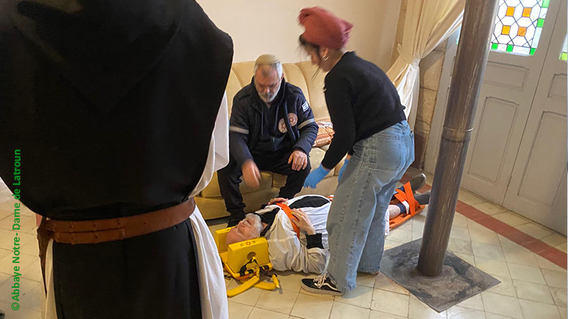 Frère Olivier, de l'abbaye Notre-Dame de Latroun, Israël, accidenté